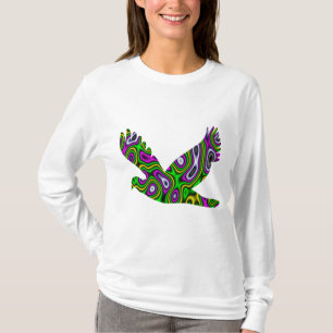 Fractal Maze Yellow Green Magenta Dove T-Shirt