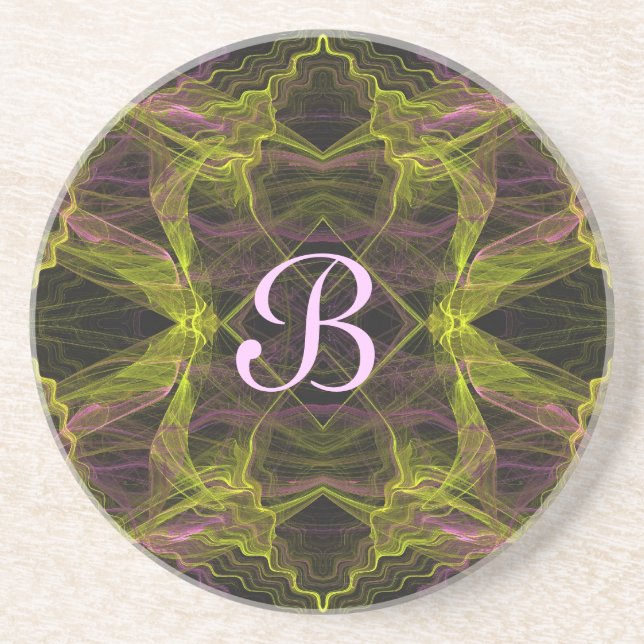 Fractal Misc Series-22---pink Yellow coaster--1 of Coaster (Front)