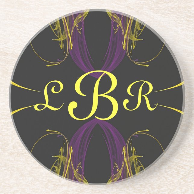 Fractal Misc Series-24-Blk Yel Prp coaster--1 of Coaster (Front)