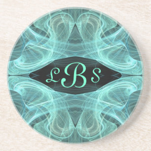 Fractal Misc Series-7---Teal Black coaster--1 of Coaster