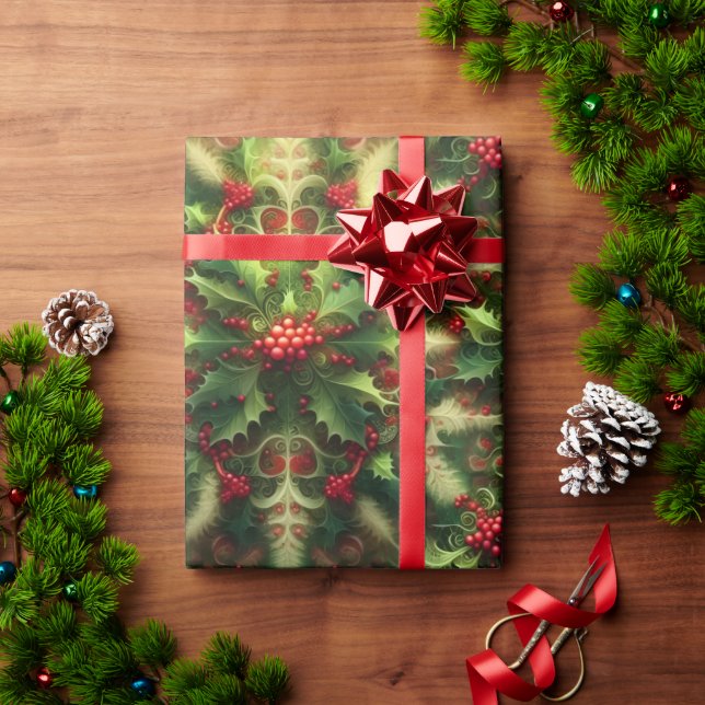 Fractal Mistletoe Wrapping Paper (Holiday Gift)