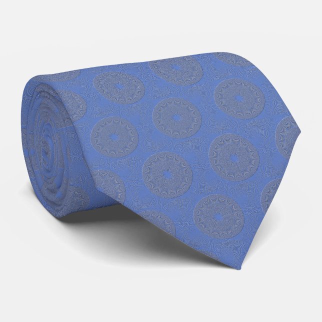 Fractal Neck Tie - Dark Sky Blue (Rolled)