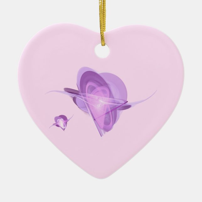Fractal - Orbiting Hearts Ceramic Tree Decoration (Front)