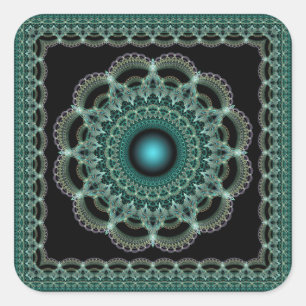 Fractal ornate refined pattern square sticker
