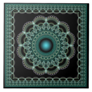 Fractal ornate star mandala tile