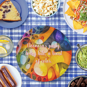 Fractal Party Cheerful Chaos 9" Round Paper Plate