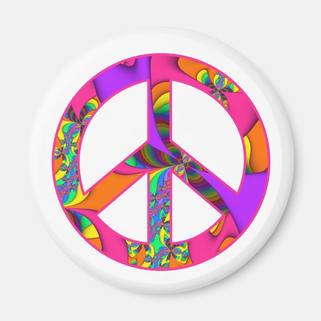 Fractal Peace Sign Colour Me Bright Magnet (Front)