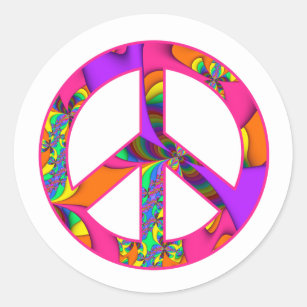 Fractal Peace Sign Colour Me Bright Stickers