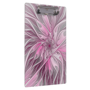 Fractal Pink Flower Dream, Floral Fantasy Pattern Clipboard