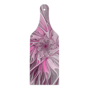 Fractal Pink Flower Dream, Floral Fantasy Pattern Cutting Board