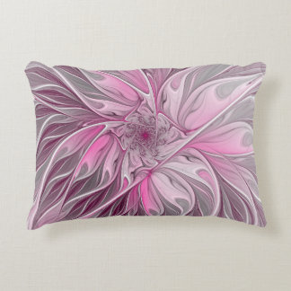 Fractal Pink Flower Dream, Floral Fantasy Pattern Decorative Cushion