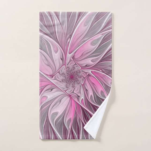 Fractal Pink Flower Dream, Floral Fantasy Pattern Hand Towel (Hand Towel)