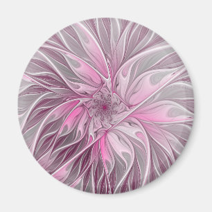 Fractal Pink Flower Dream, Floral Fantasy Pattern Magnet