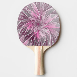 Fractal Pink Flower Dream, Floral Fantasy Pattern Ping Pong Paddle