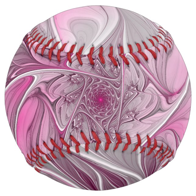 Fractal Pink Flower Dream, Floral Fantasy Pattern Softball (Front)