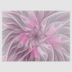 Fractal Pink Flower Dream, Floral Fantasy Pattern Tissue Paper