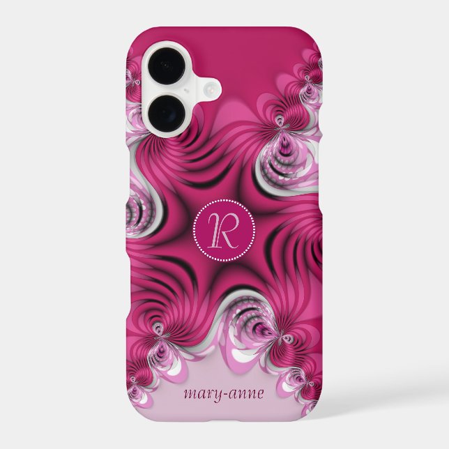 Fractal Pink Swirls Monogram Samsung Galaxy S21 Case (Back)