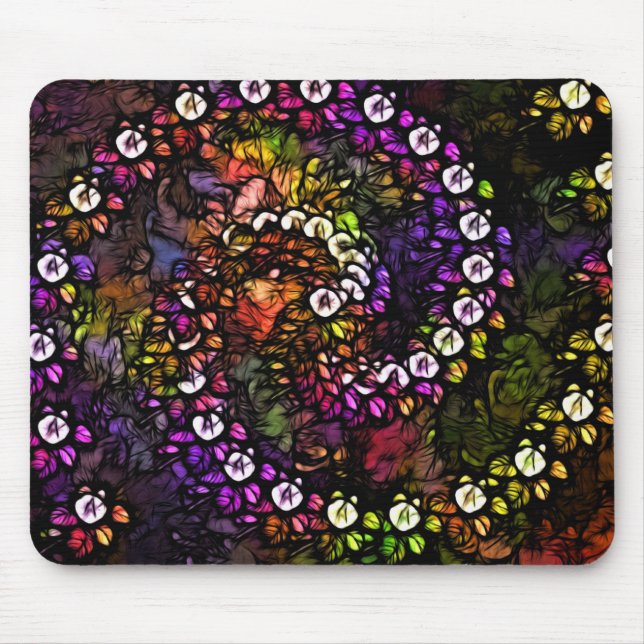 fractal purple floral Psychedelic Rainbow Spiral Mouse Pad (Front)