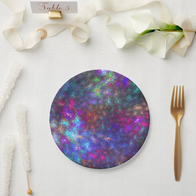 Fractal Rainbow Paper Plate (Wedding)