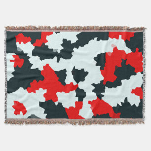 Fractal Red Black White Pattern Design Throw Blanket