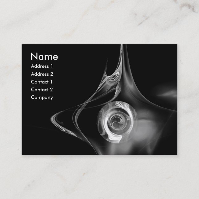 FRACTAL ROSE 1 bright black and white grey Business Card (Front)