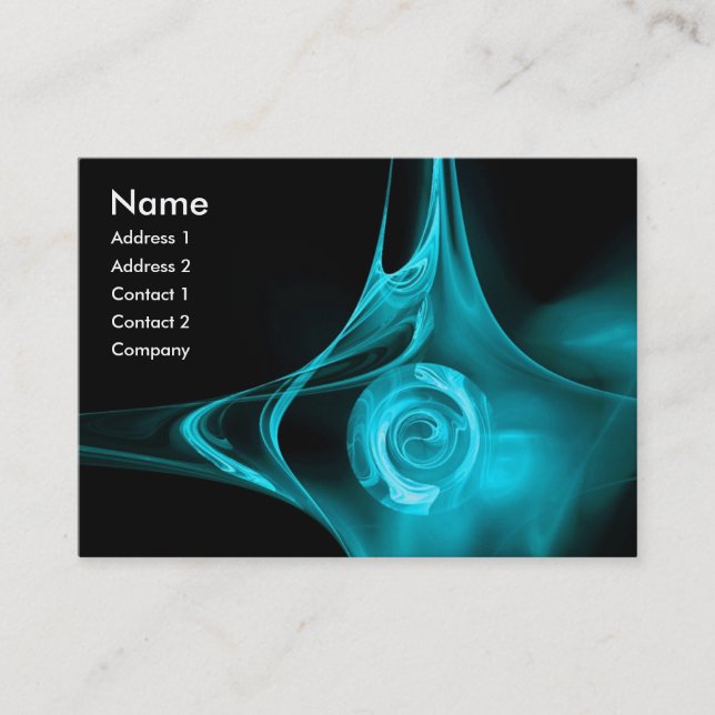 FRACTAL ROSE 1 bright light blue black Business Card (Front)