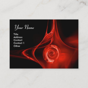 FRACTAL ROSE 1 bright red black Business Card