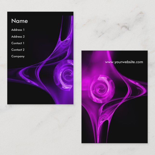 FRACTAL ROSE 2 bright pink purple black Business Card (Front/Back)
