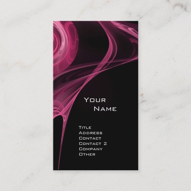 FRACTAL ROSE 3 soft antique pink black Business Card (Front)