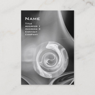 FRACTAL ROSE 4 MONOGRAM black white grey Business Card
