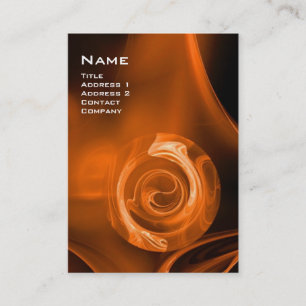 FRACTAL ROSE 4 MONOGRAM bright orange red black Business Card