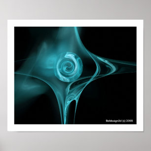 FRACTAL ROSE , blue turquase Poster