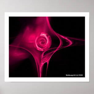 FRACTAL ROSE , pink fuchsia Poster