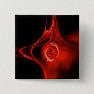 FRACTAL ROSE , red,black 15 Cm Square Badge