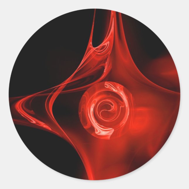 FRACTAL ROSE , red ,black Classic Round Sticker (Front)