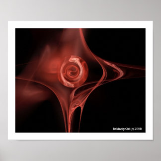 FRACTAL ROSE , red brown Poster