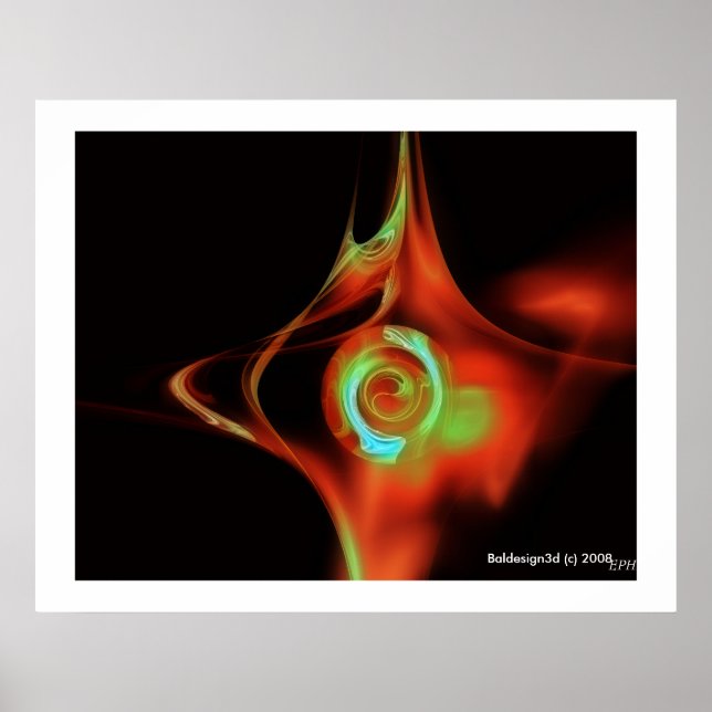 FRACTAL ROSE , red green blue Poster (Front)