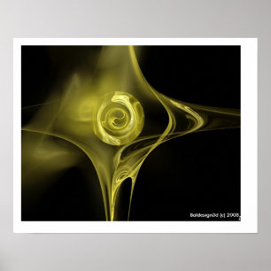 FRACTAL ROSE , yellow Poster