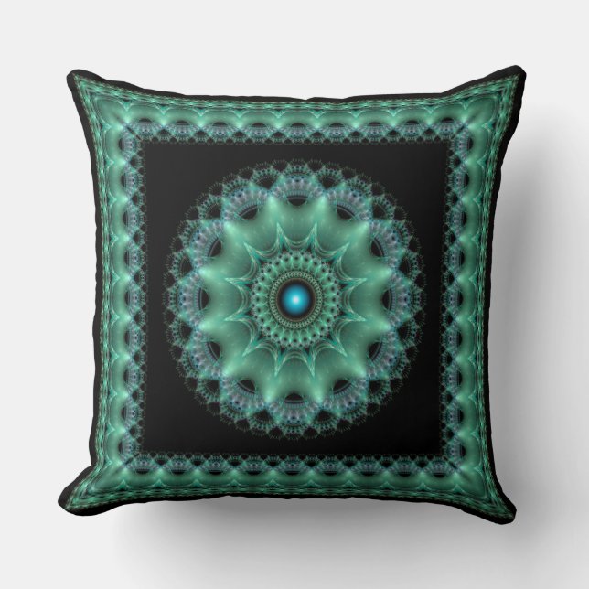 Fractal shiny flamboyant framed pattern cushion (Front)