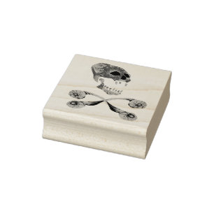 Fractal Skull and Crossbone Rubber Stamp