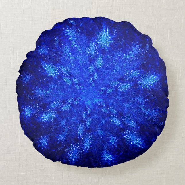 Fractal Snowburst Round Cushion (Front)
