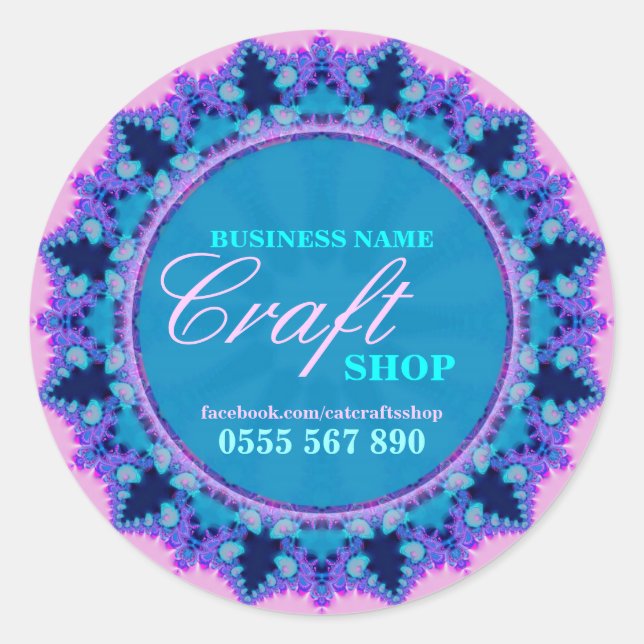 Fractal Snowflake Crafts Product Label Sticker (Front)