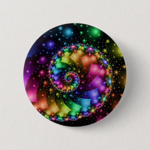 Fractal Spiral Rainbow Nebula 6 Cm Round Badge