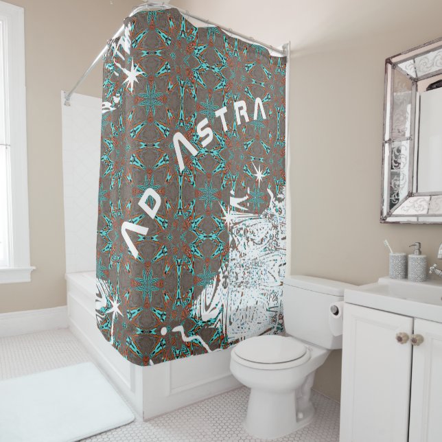 Fractal Star of Future - Ad Astra Shower Curtain (In Situ)