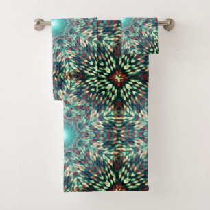 Fractal sun kaleidoscope towel set