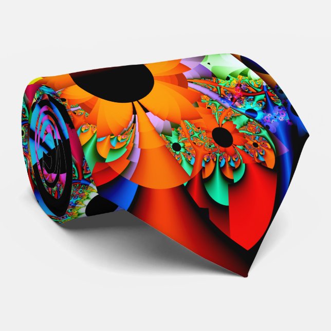 Fractal Sunflower Style Single Side Tie (Rolled)