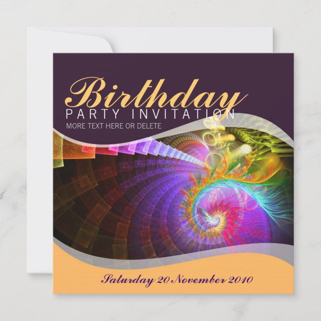 Fractal Swirl Birthday Party Invitation (Front)
