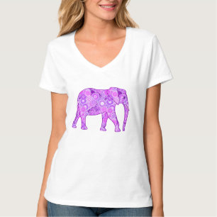 Fractal swirl elephant - purple and orchid T-Shirt