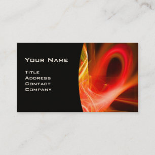 FRACTAL SWIRL GEM MONOGRAM black white yellow red Business Card
