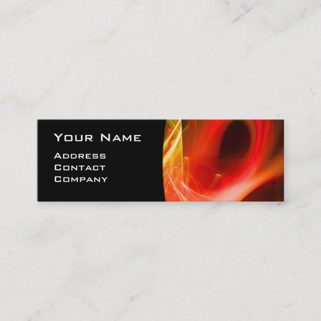 FRACTAL SWIRL GEM MONOGRAM black white yellow red Mini Business Card (Front)